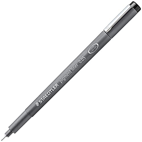 STAEDTLER 308 Pigment Liner Fineliner Pen - Ideal for Writing, Sketching, Technical Drawing, Marking Out - Black Ink - In Envelope Gift Packaging - Ultra Fine Pack of 3-0.05mm, 0.1mm, 0.2mm