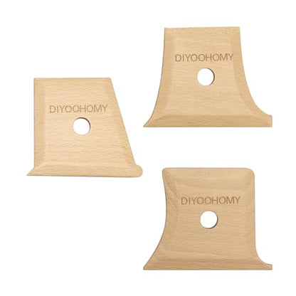 DIYOOHOMY Set of 3 Pottery Ribs Trimming Tools, Wooden Clay Shaping Tools for Carving Clay Stamps Molds Wheel Throwing, Texture Rib Ceramics Sculpting Pottery Supplies - color: wood-3