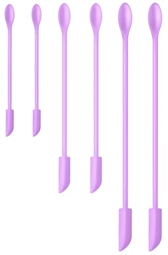 Silicone Spatula Set 6Pcs, Mini Jar Scraper for Makeup & Food | Mini spatulas reach every last drop in jars and bottles, reducing waste for food, cosmetics and personal care products. - color: Purple