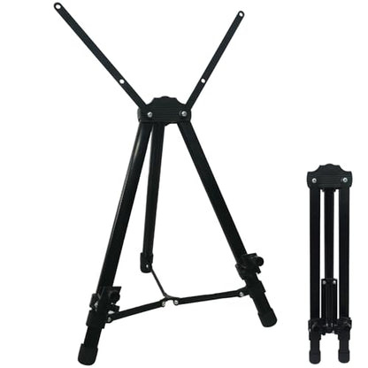 Ns Jymb Tabletop Easel Stand for Painting and Sign, 13x19, Black | Compact metal tripod holds 13x19 canvas, poster, whiteboard and signs for desk display, drawing, school and travel use