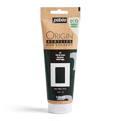PEBEO Origin Acrylics 120ml Matte Acrylic Paint, Sap Green | Deep botanical green in a matte high-viscosity acrylic - the 120ml eco-tube holds every brush and knife mark you make. - color: Sap Green