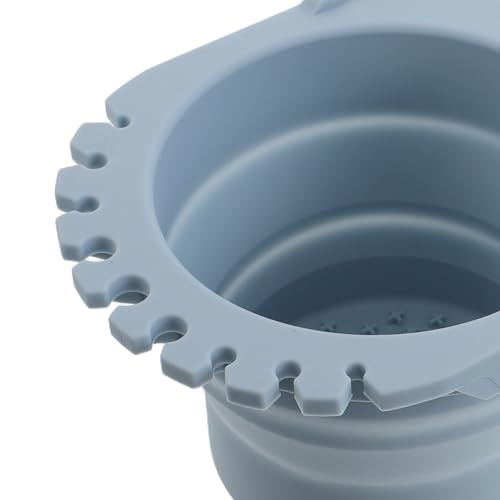 SEWACC Foldable Silicone Paint Brush Washer, Dual Collapsible Basin with Drying Rack, Portable Acrylic and Watercolor Brush Washing Bucket, Travel Art Supplies Organizer - color: Sky-blue