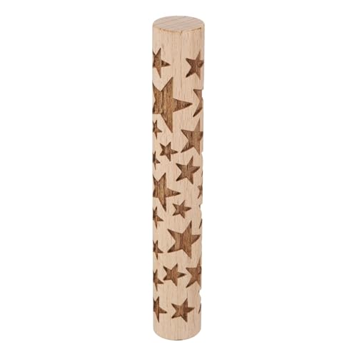 HARFINGTON Wood Clay Roller 4" Star Pattern Rolling Pins Wood Rollers Pottery Tools Wood Grain Texture Rollers for Clay Baking Dough Playdough DIY - style: Star