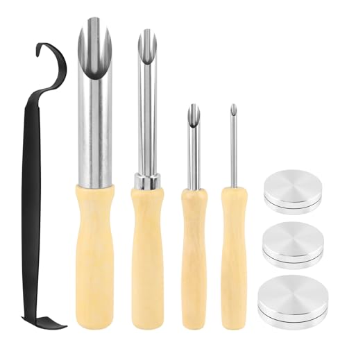 8PCS Pottery Trimming Tools Set | Double Ended Pottery Tool with 4 Sizes Circular Clay Hole Cutters & 3 Throwing Trimming Spinner Tools for Clay Trimming