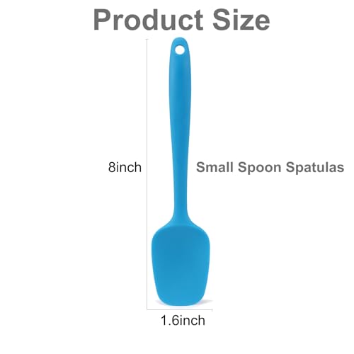 Silicone Spatula Set of 4, Small 8 inch Non-stick Rubber Spoon Spatulas, One Piece Design Flexible Silicone Spoon for Baking Cooking Mixing, Dishwasher Safe - color: Red,Blue,Green,Yellow (Small)