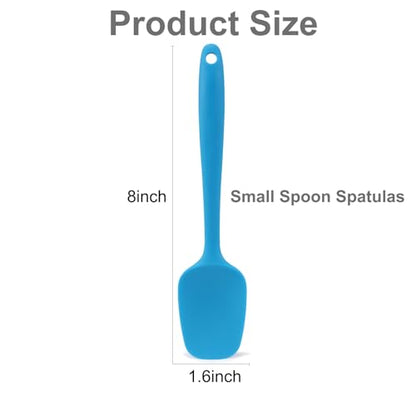 Silicone Spatula Set of 4, Small 8 inch Non-stick Rubber Spoon Spatulas, One Piece Design Flexible Silicone Spoon for Baking Cooking Mixing, Dishwasher Safe - color: Red,Blue,Green,Yellow (Small)