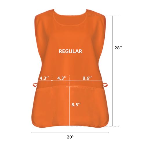 Unisex Cobbler Apron with 3 Deep Pockets, Smock Vest Apron | Multiple colors available, Blank No-Logo, Adjustable Drawstring & Side Ties, Applicable for Cooking, Kitchen,Garden, Cleaning - color: 3 Pack - Orange