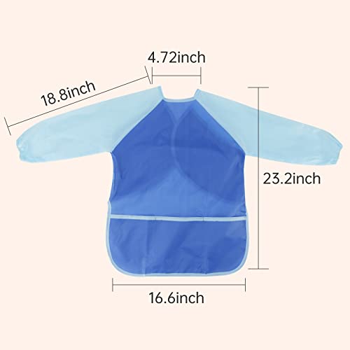 CUBACO Kids Painting Apron, 2pcs Waterproof Art Smocks For Child 3-8 Years, Kids Smocks for Painting Aprons with Long Sleeve - color: Blue&pink