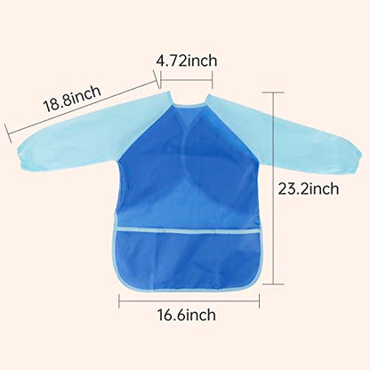 CUBACO Kids Painting Apron, 2pcs Waterproof Art Smocks For Child 3-8 Years, Kids Smocks for Painting Aprons with Long Sleeve - color: Blue&pink