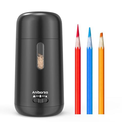 Rechargeable Electric Pencil Sharpener, Auto in & Out, Black | Adjustable Sharpness, Easy to Clean, Fast Sharpening, for 6-8mm Pencils Students, Teachers, Artist, Classroom, School, Office - color: Black