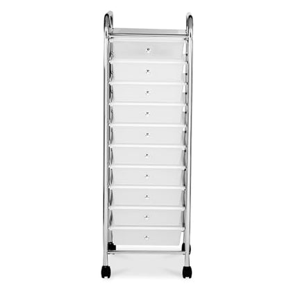 Simply Tidy 10 Drawer Clear Rolling Cart - Mobile Organizer with Removable Drawers, Swivel & Locking Casters, Durable Tubular Frame - 1 Set - color: Clear