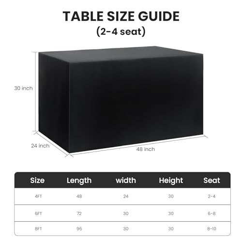 Ascoza 2 Pack Fitted Tablecloth for 4 Foot Rectangle Tables 48 x 24 Inch Black Table Covers Water Resistant Polyester Table Cloth for Wedding, Parties,Display, Trade Show (Black) - color: Black, size: 4FT