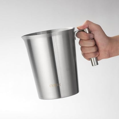 18/8 Stainless Steel Measuring Cup with Round Handle and Pour Spout, Heavy Duty Commercial Kitchen Measuring Pitcher for Restaurant, Bakery, Food Prep, 64 OZ (8 Cup, 2000 ML) - color: Round Handle, size: 64 OZ (8 Cup, 2000 ML)