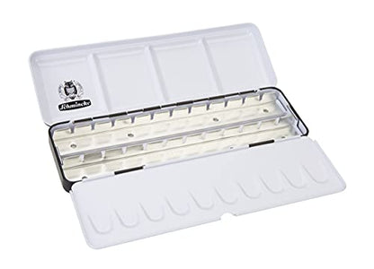 Schmincke - HORADAM AQUARELL Empty box 74 924 097, black metal box with mixing palette for individual filling with 24 x 1/2 or 12 x 1/1 cells - size: for 12 x 1/1 or 24 x 1/2 pans
