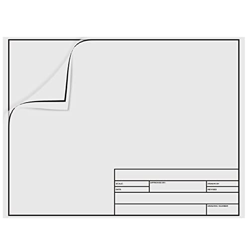 Geyee 10 Sheets Architectural Vellum Paper 18" x 24" Drafting Vellum Tracing White Translucent Drafting Paper Rag with Border and Title Block for Drawing Sketching Architecture Building
