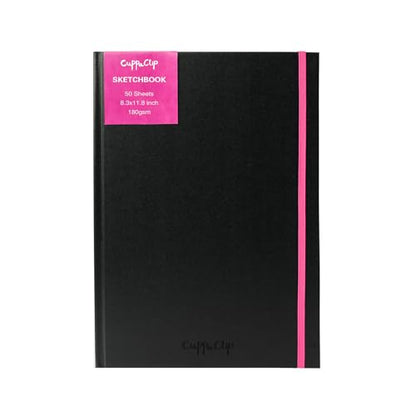 CuppaClip Sketch Book Hardcover Drawing Pad 300GSM Acid-Free Paper Spiral Bound Sketchbook 50 Sheets/100 Pages Art Supplies (Hardcover, 8.3x11.8in) - color: Hardcover, size: 8.3x11.8in