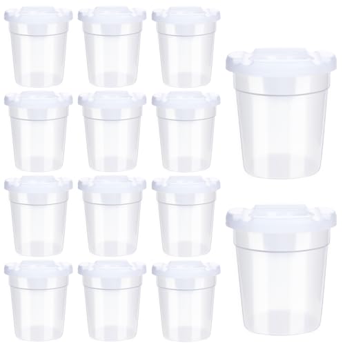 12 Packs No Spill Paint Cups for Kids Small Plastic Paint Containers with Lids Spill Proof Water Cup for Painting, School, Classroom, Art Crafts Supplies