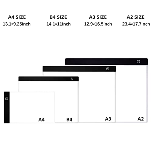 LIRUNQIU A4 Diamond Painting Light Pad, USB | Brightness adjustable, 3 modes, ultra-thin. For diamond art, needlework, stenciling. USB powered. - size: A4