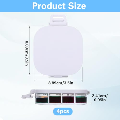 4-Piece Paint Storage Palette Insert Set with Removable Silicone Liners - Airtight Seal Keeps Gouache, Acrylic & Watercolor Paints Moist for Days, Compact 3.5x3.5x0.95in