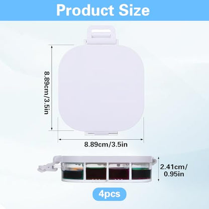 4-Piece Paint Storage Palette Insert Set with Removable Silicone Liners - Airtight Seal Keeps Gouache, Acrylic & Watercolor Paints Moist for Days, Compact 3.5x3.5x0.95in