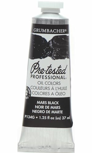Grumbacher Pre-Tested Oil Paint, 37ml/1.25 Ounce, Mars Black (P134G) - color: Mars Black, size: 1.25 Ounce (Pack of 1)