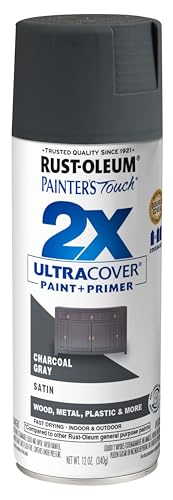 Rust-Oleum Painter's Touch 2X Ultra Cover Spray Paint, Satin Charcoal Gray - color: Satin Charcoal Gray, size: 12 Ounce (Pack of 1)