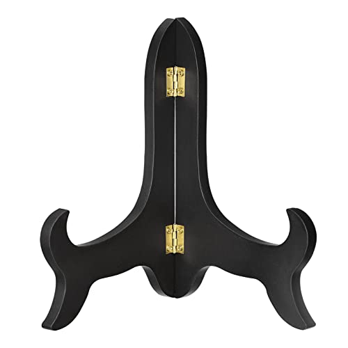 uxcell 8" Easel Plate Holder, Wooden Folding Display Stand Black for Decorative Picture Frame - color: Black, size: 8"
