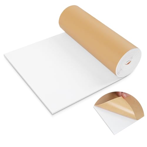 LSGCQ Sponge Neoprene Foam Padding Self Adhesive Foam Sheets, White | Closed Cell Foam Sheet Neoprene Rubber Pad for DIY Gaskets Shock Pads Liner Crafts, 12" Wide x 1/8" Thick x 59" Long - color: White, size: 12" Wide x 1/8" Thick x 59" Long