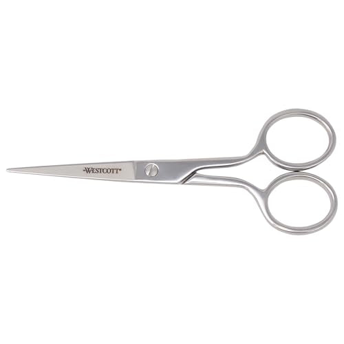 Westcott 5in Forged Fabric and Paper Scissors, Precision Scissors for Embroidery Detail, Sewing, Quilting, Tailoring, Arts and Crafts - size: 5-Inch Straight
