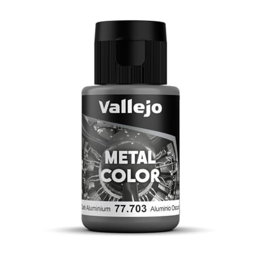 Vallejo - Metal Color | Dark Aluminium 32 ml (1.08 fl.oz.) | Faithfully Reproduce Different Metallic Finishes - style: Dark Aluminium 32 ml (1.08 fl.oz.)