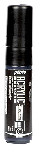 PEBEO 3 to 1 Water Acrylic Paint Marker - 5-15 Millimeters Tip - Fine, Medium & Very Thick fines - Perfect for Large-scale Work & Ideal for Calligraphy - Excellent Lightfastness - Black - color: Black