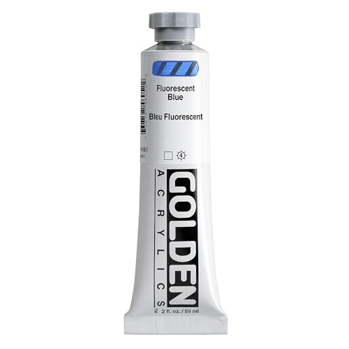 GOLDEN Heavy Body Acrylics, Fluorescent Blue, 2 fl. oz. Tube, Professional Acrylic Paint, Transparent