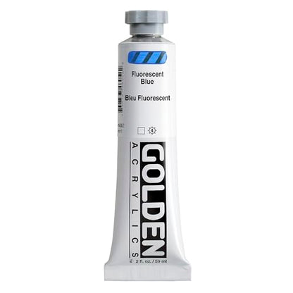 GOLDEN Heavy Body Acrylics, Fluorescent Blue, 2 fl. oz. Tube, Professional Acrylic Paint, Transparent