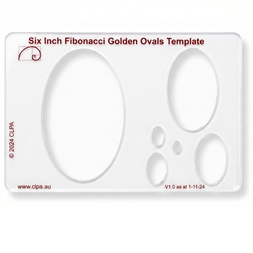 Fibonacci 6" Oval Drawing Template, Golden Ratio Stencil - style: 6" Ovals
