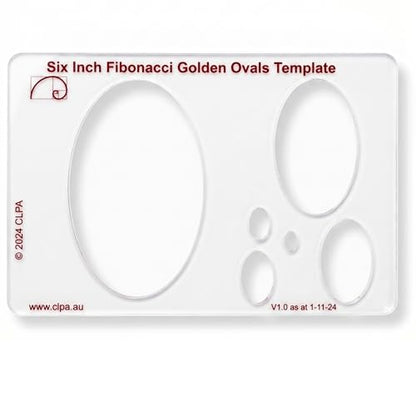 Fibonacci 6" Oval Drawing Template, Golden Ratio Stencil - style: 6" Ovals