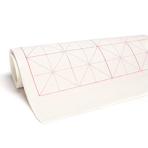 MEGREZ Grid Xuan Paper Chinese Sumi Calligraphy Writing Practice Rice Paper | 7.5cm grid, 100 sheets, half raw ripe xuan rice paper, good ink absorption, beginner student kanji calligraphy practice - size: 7.5 cm/Grid