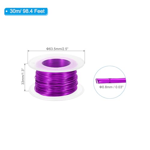 PATIKIL 20 Gauge 0.8mm Aluminum Craft Wire, 98.4Ft Metal Wire Armature Bendable Wire for Jewelry Making Metal Wrap DIY, Purple - color: Purple, size: 0.8 mm x 30 m