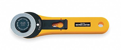 OLFA Rotary Cutter RTY-2/G | 45mm Classic Straight Rotary Cutter, Integrated grooves, Easy-slide blade cover, Right & Left Hand - Quilters and Crafters