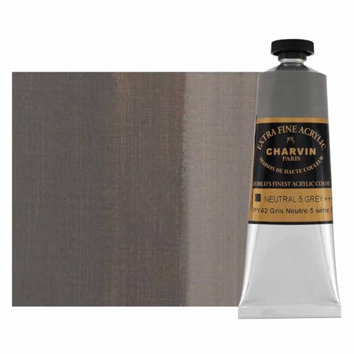 Charvin Extra Fine Professional Artist Acrylic Paint Colors, Nature Themed Hues, 60ml Neutral Grey 5