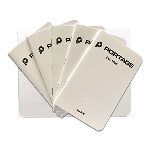 Portage Small Dot Grid Notebook- Notepad for Field Notes, White Dot Grid Small Sketch Book, Pocket Notebook Journal for Taking Notes in the Field – 3.5 x 5.5 Inches, 64 Pages, (Pack of 6) - color: White, style: Dot Grid Notebook