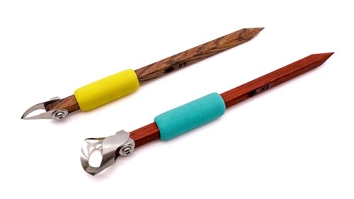 The Original DiamondCore Tools: 2-Pack Pottery Carving Tool Set ‚ P1 & X2, Clay Sculpting, Ceramic Trimming, Sgraffito, Fluting (Set 1) - color: Set 1