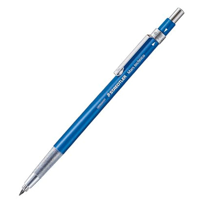 STAEDTLER Mars Technico Mechanical Pencil, 2mm (2) Lead Holder with Built-in Sharpener - Drawing & Sketching Pencil with Metal Clip & Push-Button Lead Advance