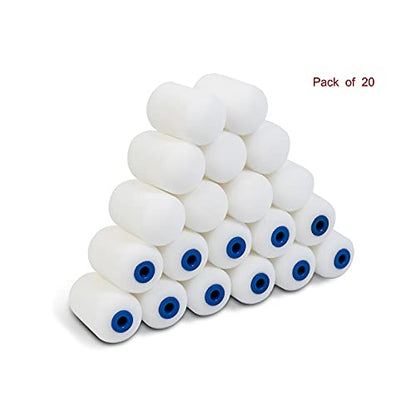 Mister Rui Foam Paint Roller, Mini Paint Roller 2 Inch Sponge Paint Roller Refills, Pack of 20, Small High Density Foam Paint Roller Refills Can be Used with Oil and Water Based Paints | 20 Pack, High-Density 2" Mini Foam Rollers for Smooth, Streak-Free F
