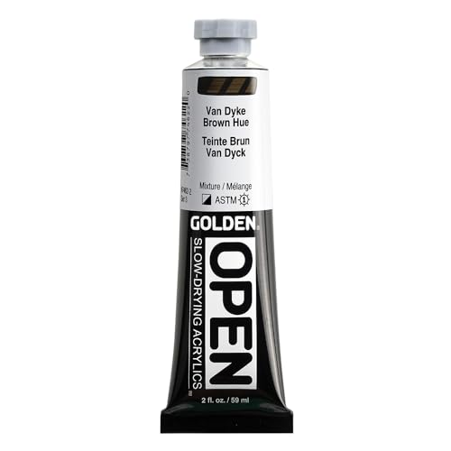 GOLDEN OPEN Slow-Drying Acrylics, Van Dyke Brown Hue, 2 fl. oz. Tube - color: Van Dyke Brown Hue, size: 2 Fl Oz (Pack of 1)