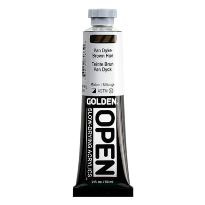 GOLDEN OPEN Slow-Drying Acrylics, Van Dyke Brown Hue, 2 fl. oz. Tube - color: Van Dyke Brown Hue, size: 2 Fl Oz (Pack of 1)