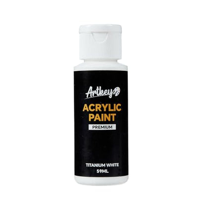Artkey White Acrylic Paint - 2oz/59ml Acrylic Paints Professional Artists Painting Kit for Canvases Fabric Rock Leather Easter Egg Wood Ceramic Glass Art Craft Painting - color: White, style: Basics
