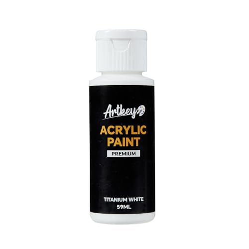 Artkey White Acrylic Paint - 2oz/59ml Acrylic Paints Professional Artists Painting Kit for Canvases Fabric Rock Leather Easter Egg Wood Ceramic Glass Art Craft Painting - color: White, style: Basics