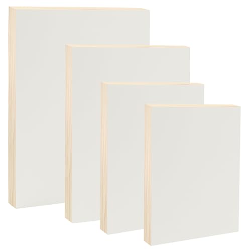 Da Vinci Pro Medium Textured Gesso Panel - 7/8" Deep - Set of 4 Medium Rectangle Wood Panels for Painting - Accepts Mediums Like Canvas - for Oils, Acrylics, Mixed Media, Pastels & Drawing Sticks - size: 7/8" Medium Rectangular