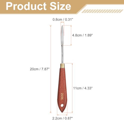 HARFINGTON Palette Knife Painting Tool 1.89" x 0.31" Stainless Steel Teardrop Blade 7.87" Length Spatula Painting Pallet Knives with Hole Beech Wood Handle for Oil Acrylic Canvas, Red/Silver - size: 7.87" x 0.31" x 1.89"