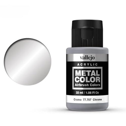 Vallejo - Metal Color | Chrome 32 ml (1.08 fl.oz.) | Faithfully Reproduce Different Metallic Finishes - style: Chrome 32 ml (1.08 fl.oz.)